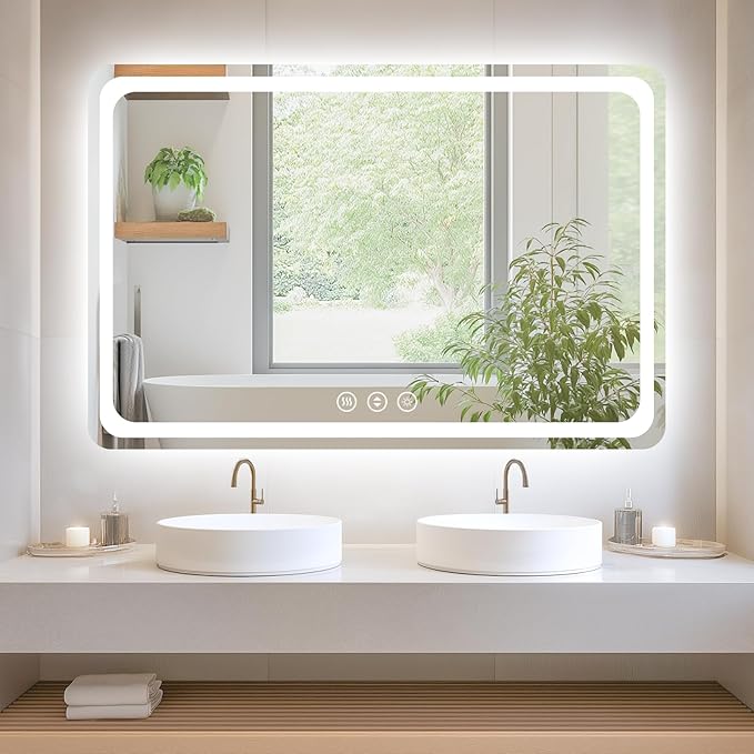 Led Bathroom Mirror with Lights, Anti-Fog & Tri-Color Lighting