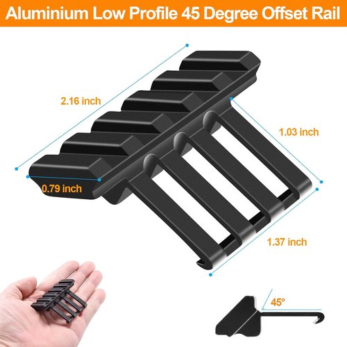 FENTUK Picatinny Offset Rail Mounts - 5 Slot 45 Degree Aluminum Adapter for Flashlight & Laser Sight (2 Pack)