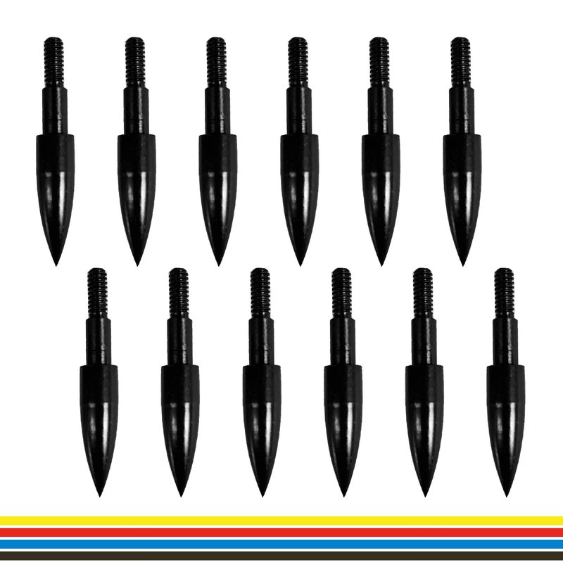 12pcs Archery Arrow Tips 100/125/150/200 Grain Field Tips 5/16 Inch Screw in Bullet Points, Archery Target Crossbow Practice Tip for Arrow Recurve Bow Compound Bow, Hunting Bow Arrow Target Practice