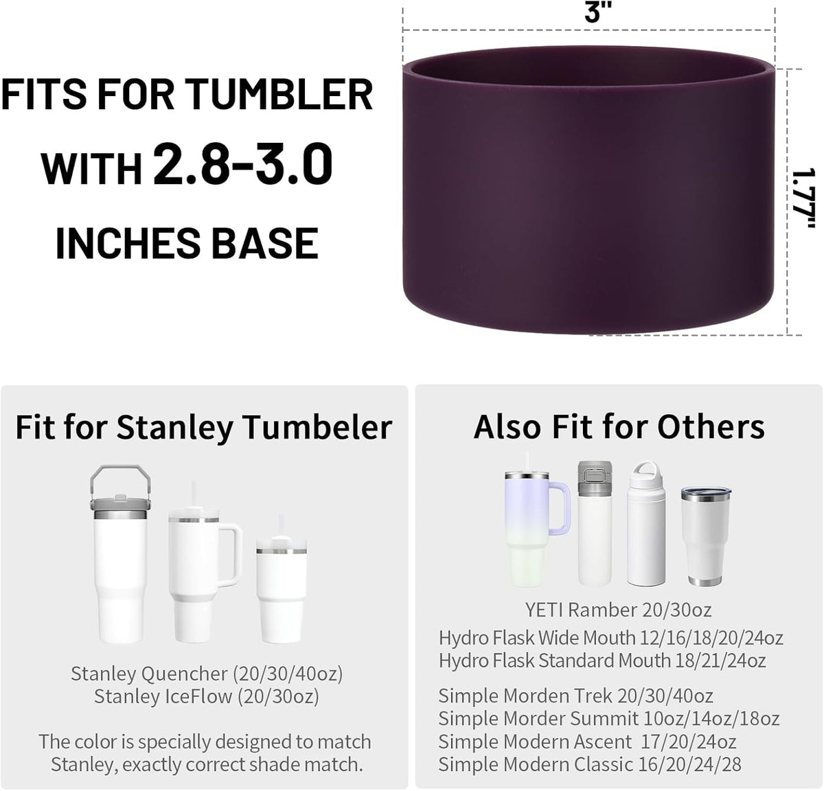 Skiennix Silicone Boot and Straw Cover Set - 2pcs Boot & 3pcs Straw Caps for Stanley Cup H2.0 30oz & 40oz