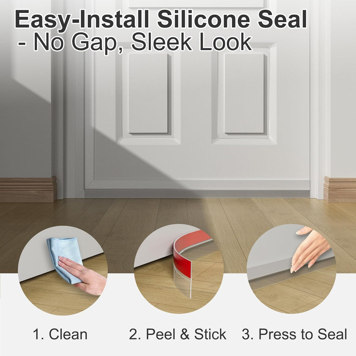 Heavy-Duty 36 ft x 3 in Weather Stripping, Extra Thick 2mm Door Draft Stopper Silicone Seal Strip for House and Glass Shower Doors for Collision and Side Gaps of Door and Windows, Clear