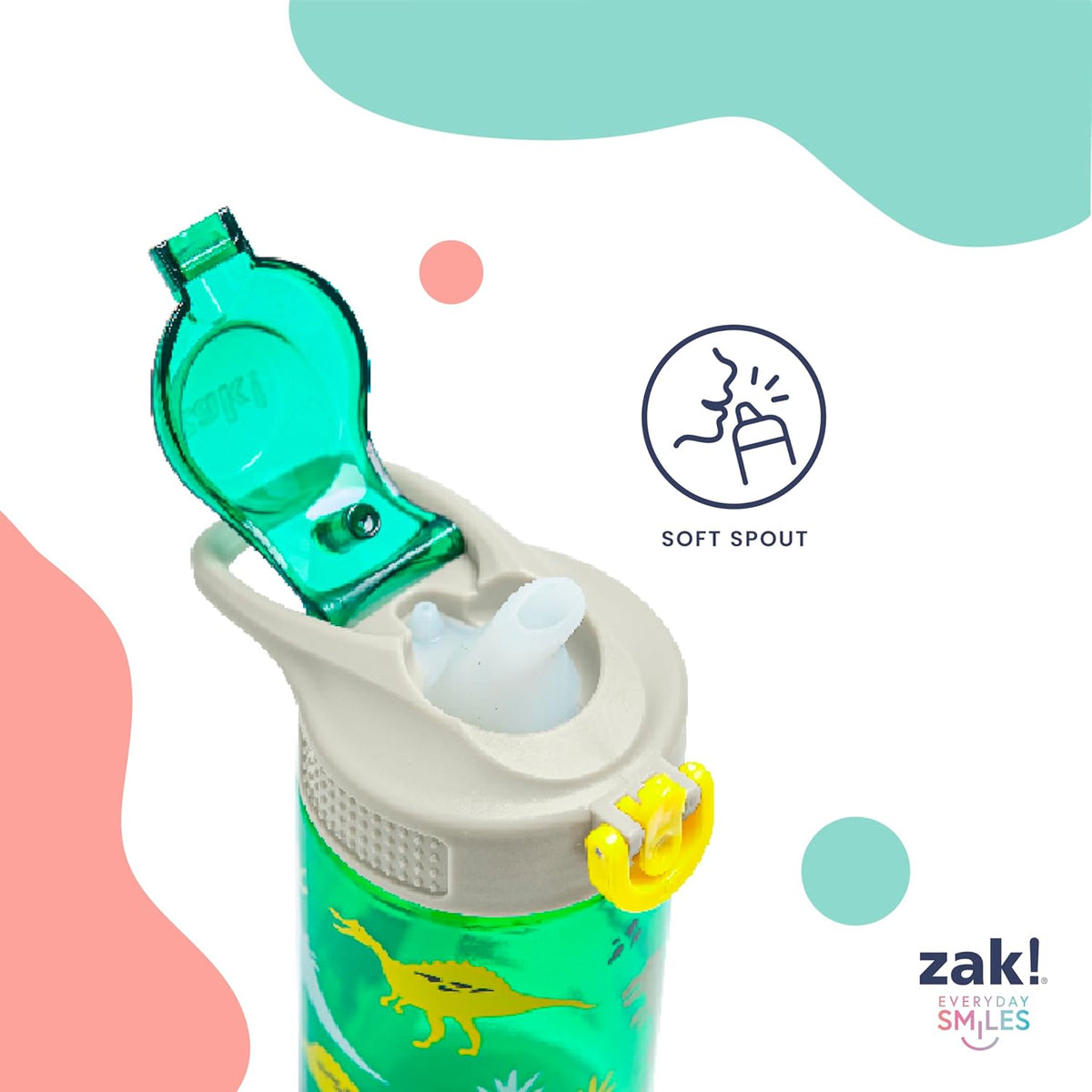 Zak Designs PAW Patrol Sage Kids Water Bottle For School or Travel, 16oz Durable Plastic Water Bottle With Straw, Handle, and Leak-Proof, Pop-Up Spout Cover, 2-Pack Set (Skye & Friends)
