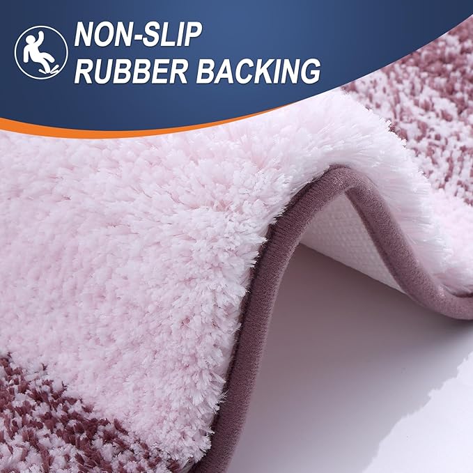 OLANLY Bathroom Runner Rugs 44x24, Extra Soft Absorbent Microfiber Bath Rugs, Rubber Backing, Quick Dry, Machine Washable Bath Mats for Bathroom Floor, Tub and Shower, Home Decor Accessories, Mauve