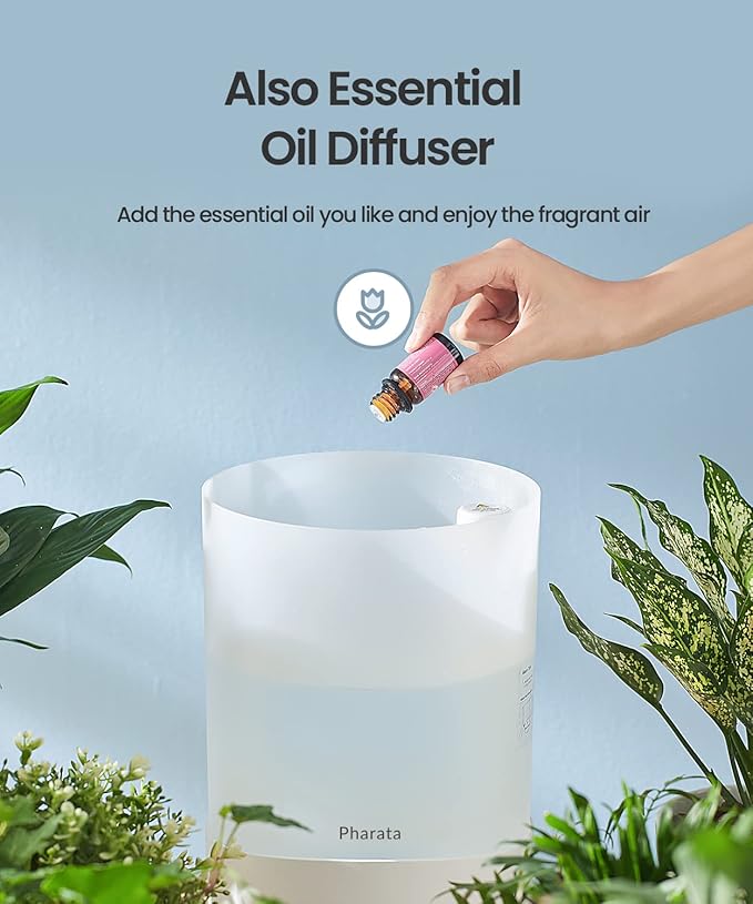 Humidifiers for Bedroom, 4.0L Humidifier with Essential Oil Diffuser, Top Fill Ultrasonic Cool Mist Humidifier for Large Room, Sleep Mode, Adjustable mist output, Auto Shut-Off