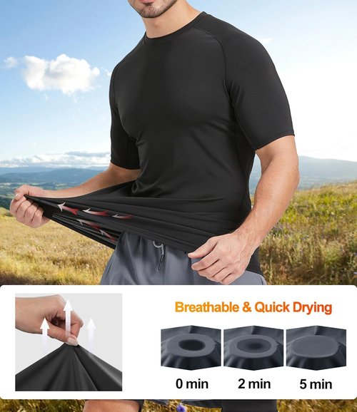 Dalavch Men's Compression Shirts - 5 Pack Short Sleeve Cool Dry Athletic Workout Undershirts