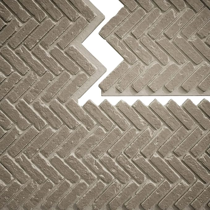 EverStone Herringbone Faux Brick Panel, 46 1/2"W x 25 1/4"H x 1"D, Antique