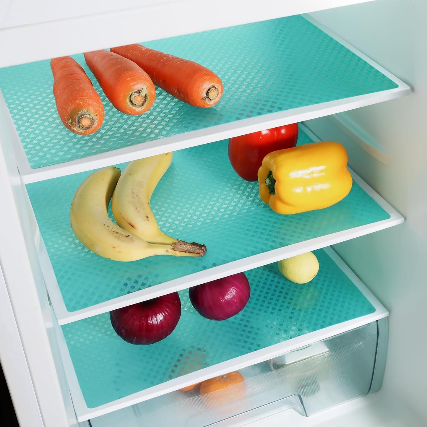 Blue Fridge Liner Shelf Liners for Kitchen Cabinet Refrigerator Liners Waterproof & Oil-Proof Kitchen Cupboard Liner Non Adhesive Drawer Mats EVA Material for Shelves 11.8 x 236.2 Inches