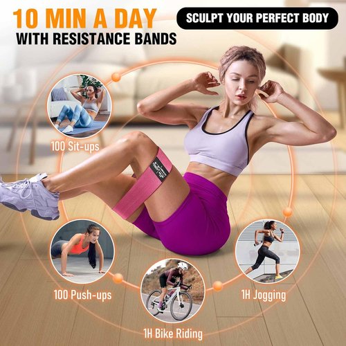Fabric Resistance Bands for Working Out - Exercise Bands for Women and Men, Booty Bands for Legs and Glute, Yoga, Pilates, Rehab, Fitness and Home Workout