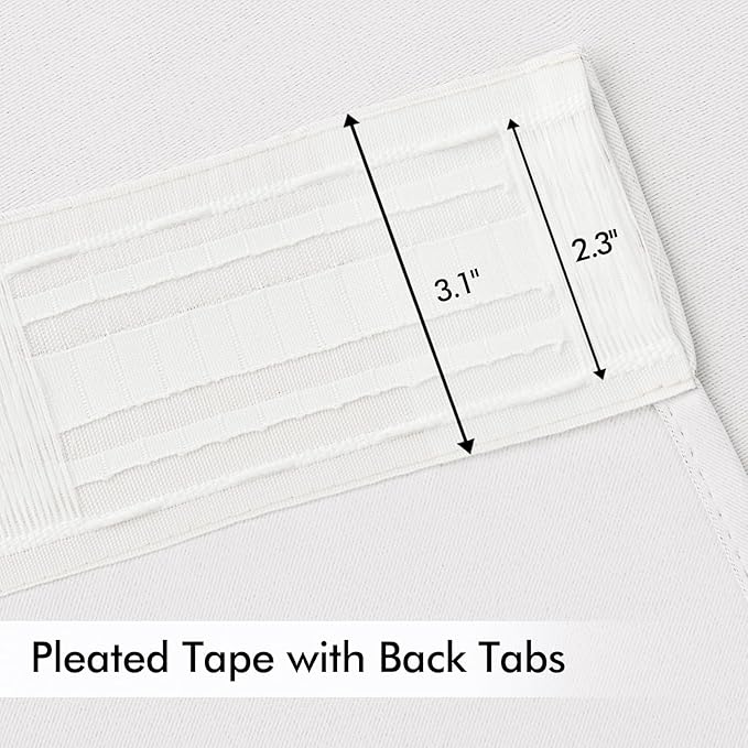 MIULEE Pure White Back Tab Light Blocking Curtains 63 Inch Length 2 Panels Set