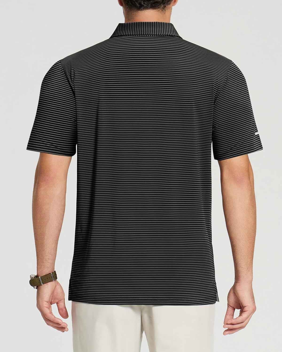 Skiennix Men's Golf Polo Shirt - Moisture-Wicking Short Sleeve Striped Performance Top