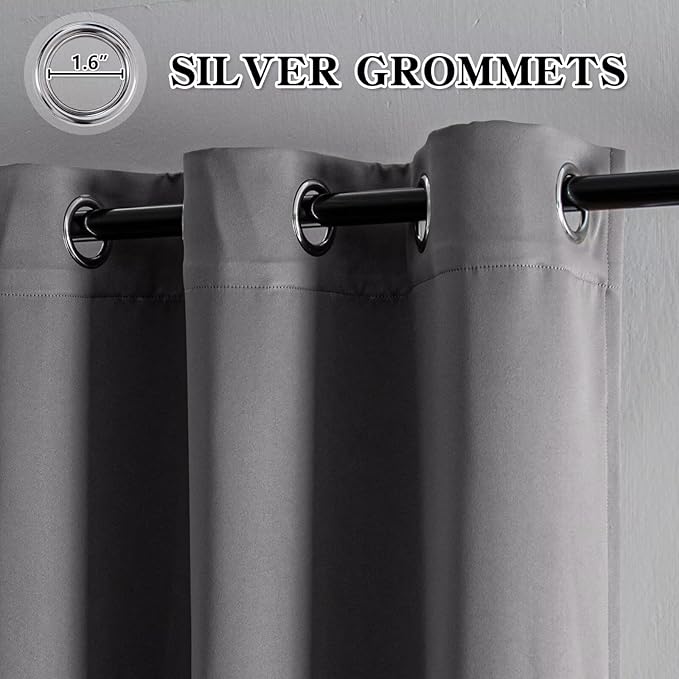 IGEMAEVE Light Grey Blackout Curtains 84 Inch Length 2 Panels Set, Grommet