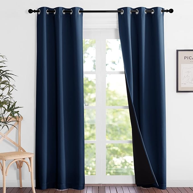 NICETOWN Complete 100% Blackout Curtain Set, Thermal Insulated & Energy
