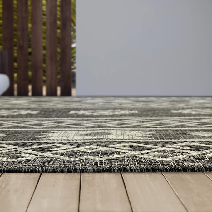 Antep Rugs Patio 8x10 Outdoor/Indoor Southwest Aztec Native Area Rug (Gray, 7'10" x 10')