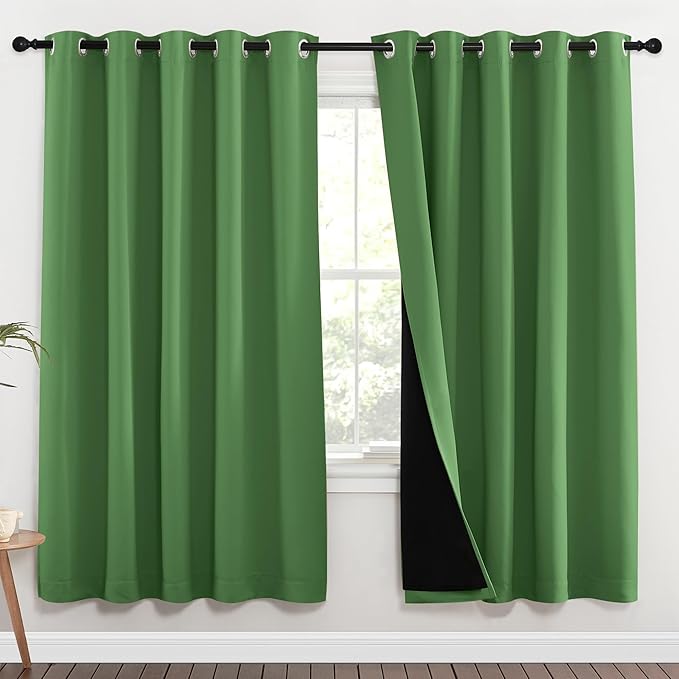 NICETOWN Full Shade Curtain Panels, 70 x 72 inch, Forest Green, Pair of Energy