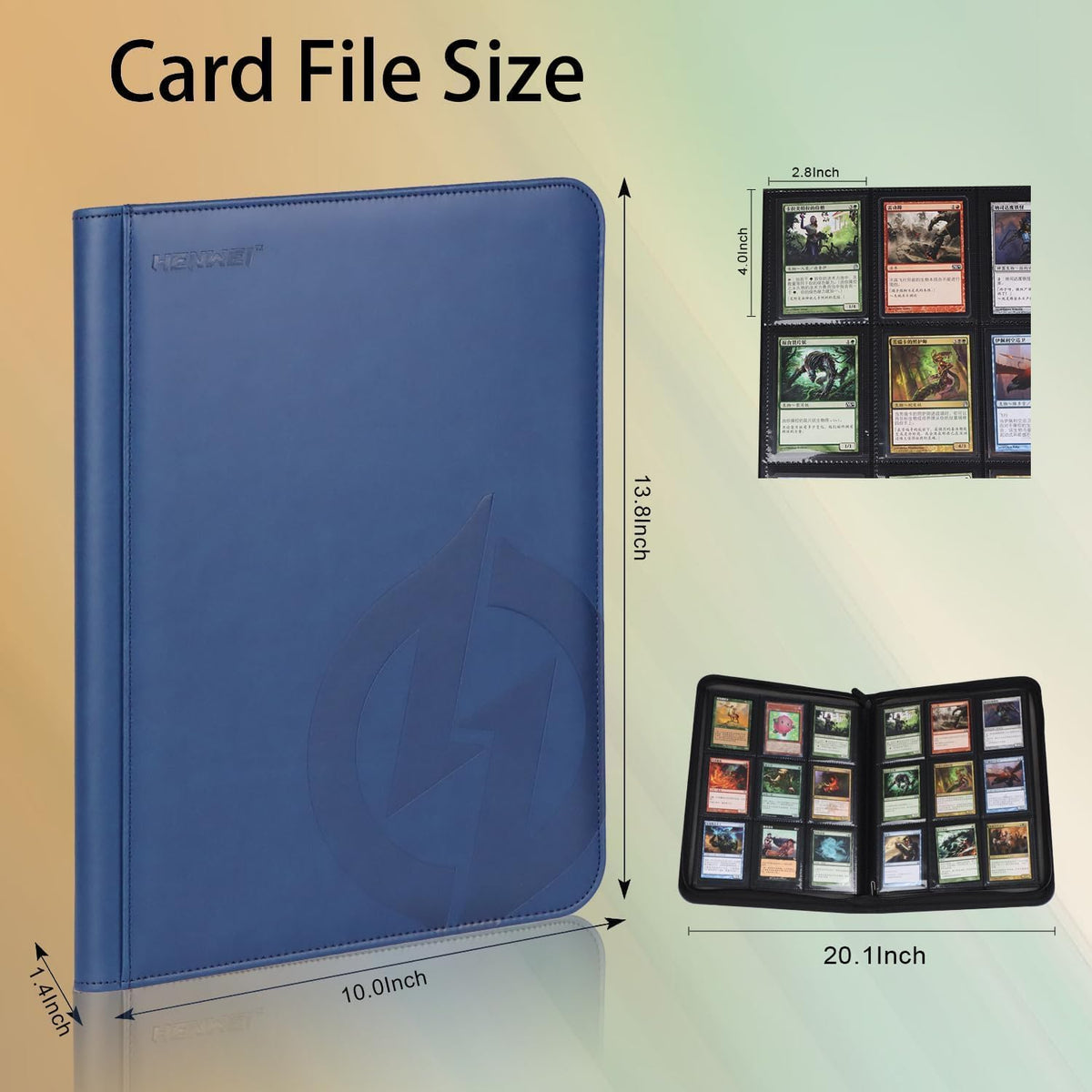 Skiennix 9-Pocket Trading Card Binder - Premium PU Leather & Soft Suede Lining | Holds 360 Cards