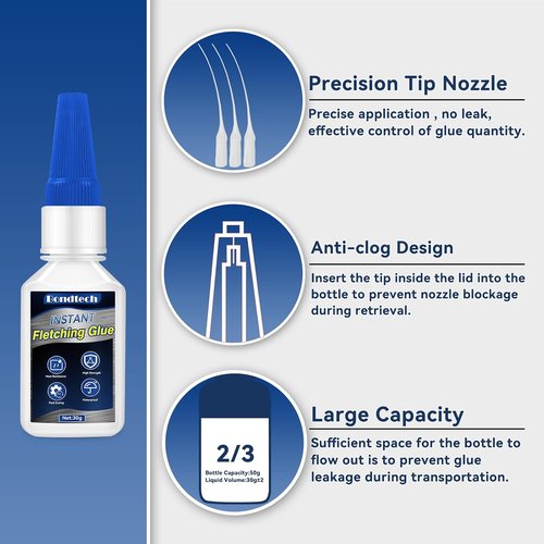 Fletching Glue by [Brand Name] - Instant Clear Adhesive for Carbon Arrows | 30g for Vanes & Feathers