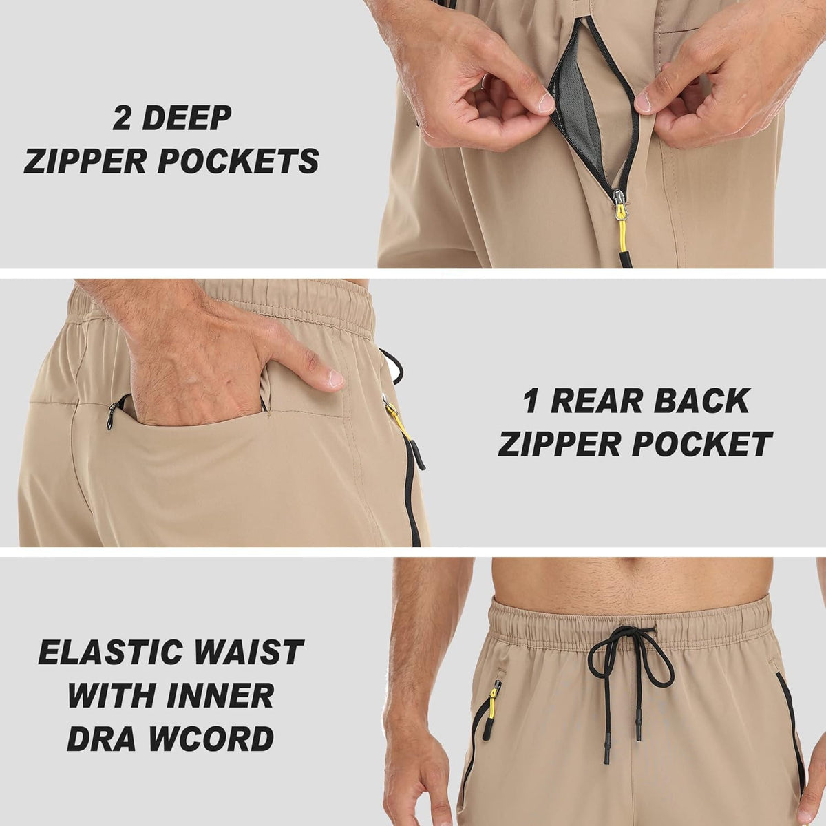 Rapoo Men's Lightweight Athletic Pants - Quick Dry with Zipper Pockets for Travel | Versatile Comfort
