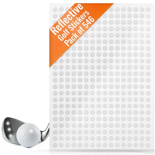 Golf Club & Golf Ball, White Reflective Dot Stickers, 3M Weatherproof Decals for Enhanced High Speed Camera Detection and Simulators, 1/4 Inch Size, Pack of 546