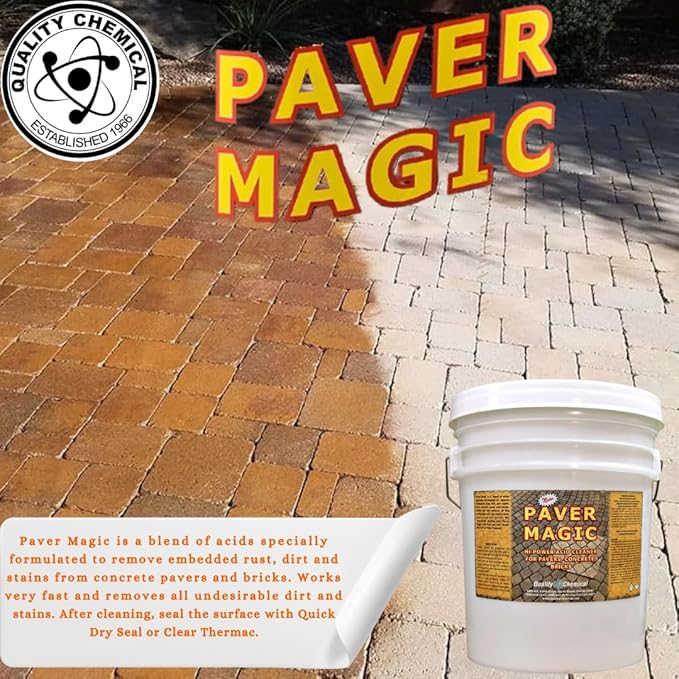 Quality Chemical Paver Magic - High Power Concrete, Brick and Paver Cleaner - Outdoor Stain Remover - 640 oz (Pack of 1)