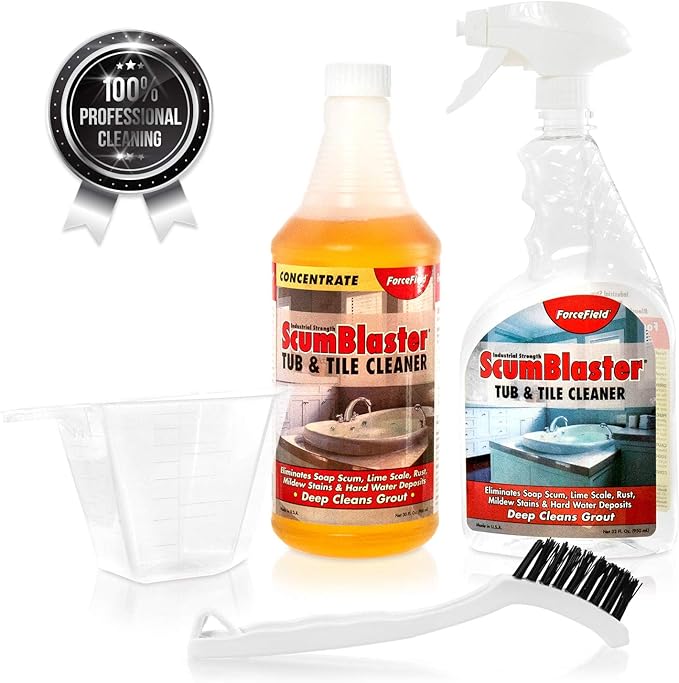 ForceField ScumBlaster: Soap Scum Remover, Tile and Grout Cleaner, Hard Water Stains and Rust, Industrial Strength