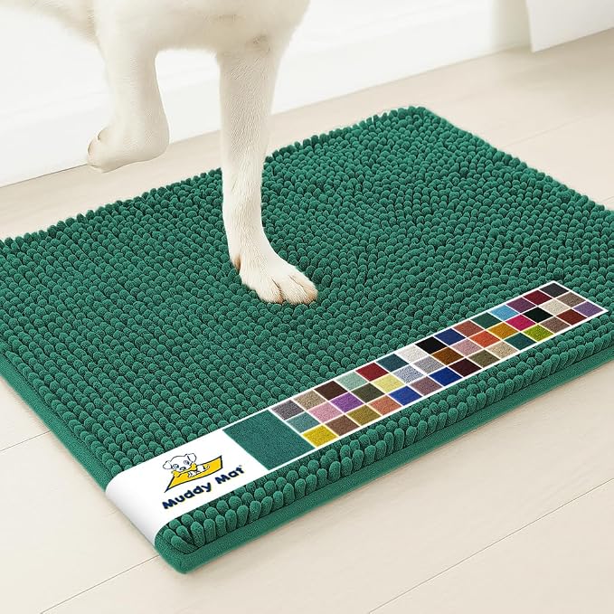 Muddy Mat® | Super Water Absorbent Door Mat Indoor, Microfiber Quick Dry Chenille Entryway Rug, Slip Resistant Front Door Mat, Indoor Mats for Entryway, Machine Washable Pet Rug, Slate Blue 30" x 60"