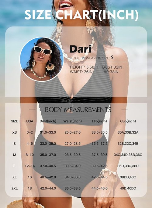 Herseas Women's Textured Bikini Sets Twist Front Top Swimsuits High Waisted Bathing Suits