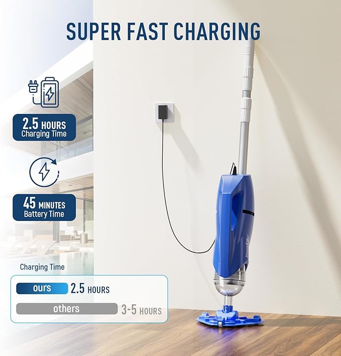 Hot Tub Vacuum – Cordless Spa Vacuum for Above Ground Pool, In-Ground Pools & All Hot Tubs, Pool Vacuum for Above Ground Pool & Spa Vacuum for Hot Tub (Grey) (Big)