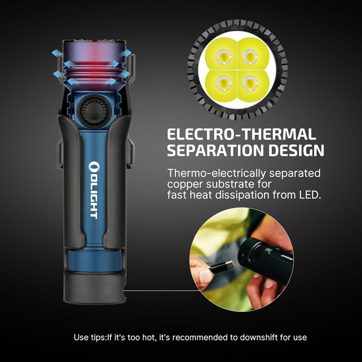 OLIGHT Seeker 4 Pro Rechargeable Flashlight - 4600 Lumens Bright Light | Waterproof IPX8 for Camping & Emergencies (Midnight Blue Cool White)