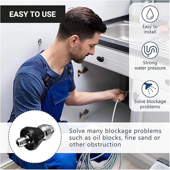 Sewer Cleaning Tool High Pressure Turbo Washer Nozzle Gutter Cleaning Tool Massage Clogged Pipes Opens Clogging Of Sewage Pipes(B)