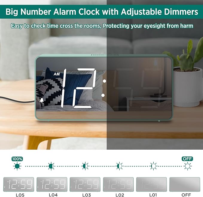 Peakeep Digital Clock, Alarm Clock Battery Backup Powered