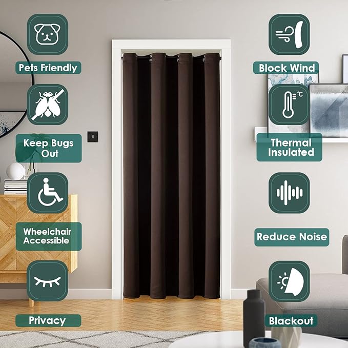 ChrisDowa Blackout Door Curtains
