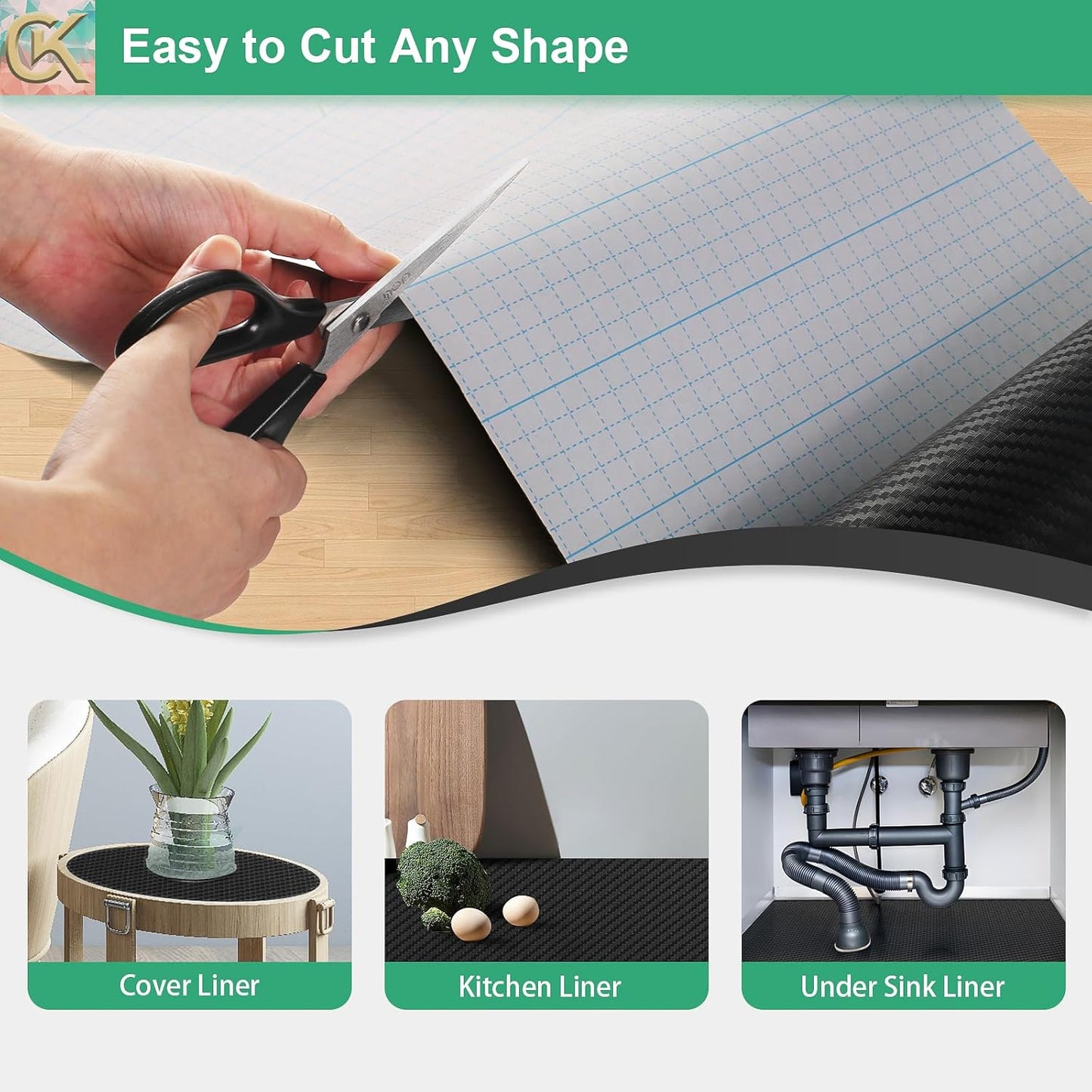 Self-Adhesive Shelf Liner Kitchen Liner, Waterproof Backed Paper Easy Peel and Stick Contact Liner Without Residue for Decor Your Desk Surface, Kitchen Countertops (Black, 11.8 x 118.1 inches)