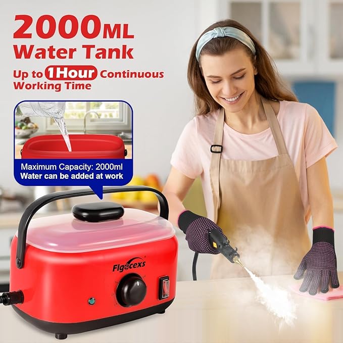 Steam Cleaner,2500W High Temperature High Pressure Steam Cleaner with 3 Brush Heads, Portable Steam Cleaners with 1.5L Tank For Car Detailing Kitchen Bathroom Floors(White)