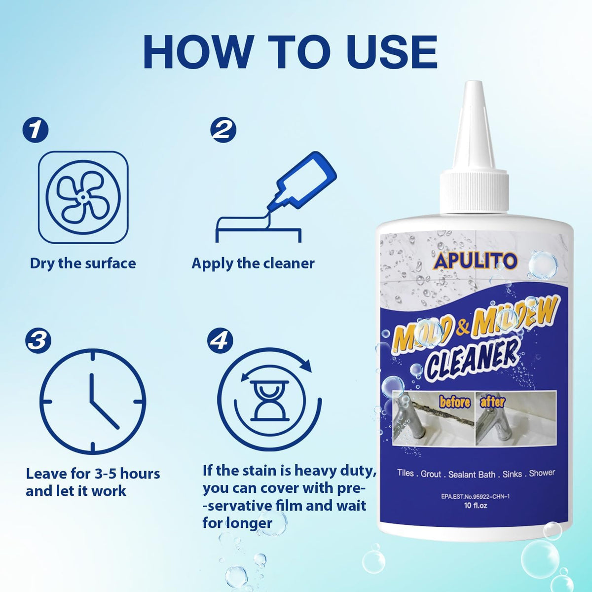 APULITO Household Gel Effective for Bathroom Shower Tile Grout Sink Cleaning