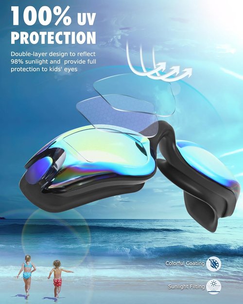 Aegend Kids Swim Goggles - Comfortable Fit for Clear Vision | 2-Pack Set