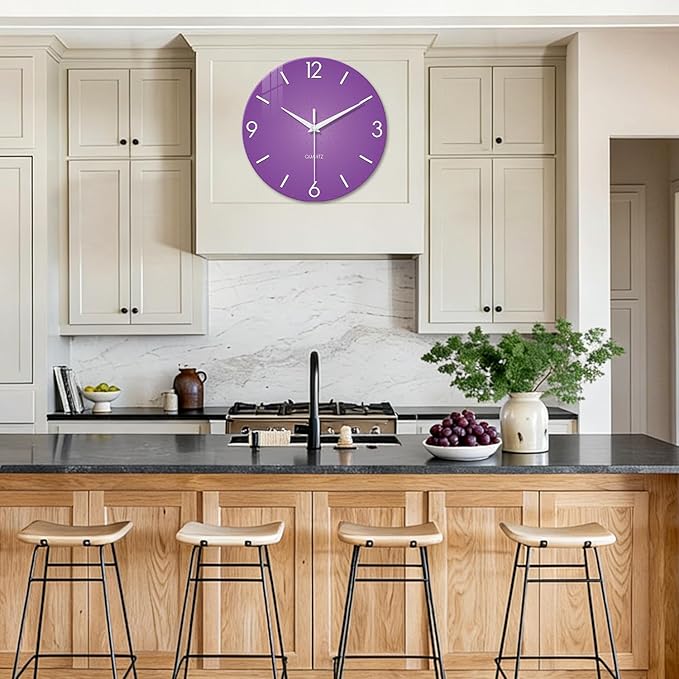 XFM Purple Wall Clock for Women Girls Bedroom 20 Inch Modern Simple Wall Clocks