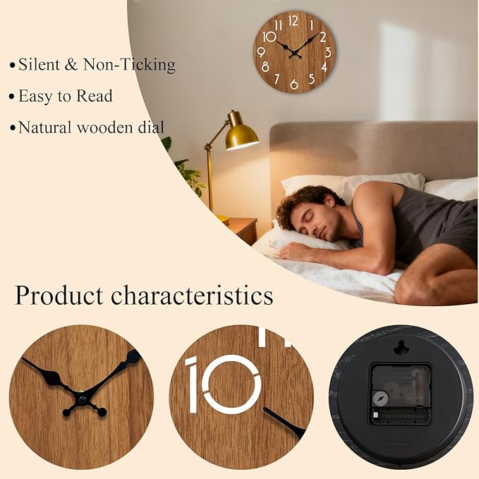 Wall Clock, Modern Wall Clocks Battery Operated, Silent Non Ticking Clock