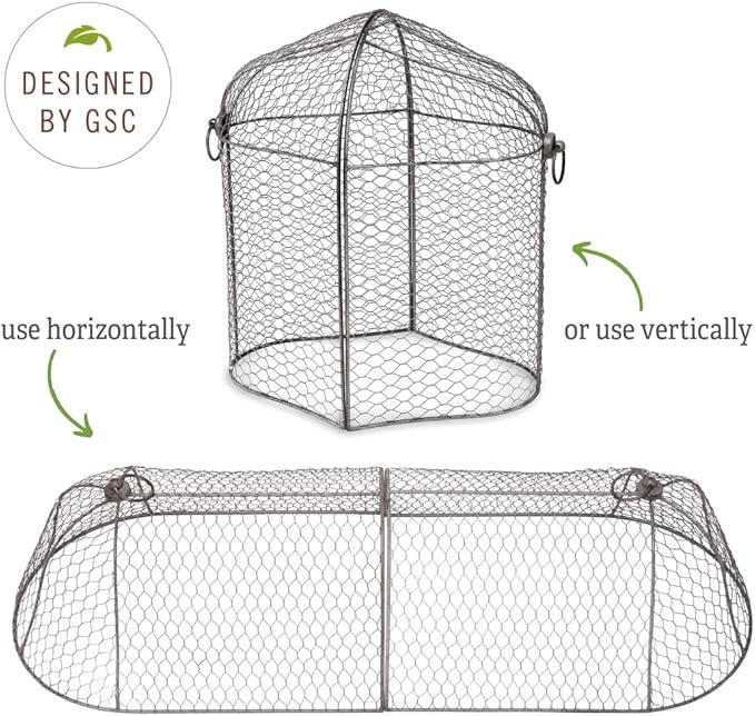 Gardener’s Supply Company Chicken Wire Cloche Garden Row Plant Protector | Sturdy Metal Protection for Seedlings and Crops from Wild Animals & Pets | 2 Section Set