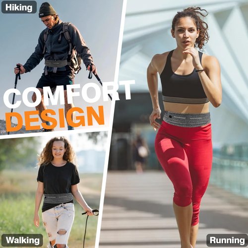 Versatile Zipperless Running Waist Belt for Women Men, Perfect for Workout & Sports, Holds Phone & Essentials, Ideal for Active Lifestyle, Secure Fit Fanny Pack and Sleek Design for Every Runner.