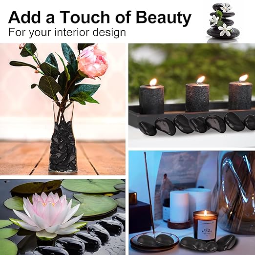 10Ib Black River Rocks for Landscaping-Polished Pebbles for Plants-Garden Decorative Stones-1-2 Large Plant Rocks,Ideal for Aquarium, Home Decor