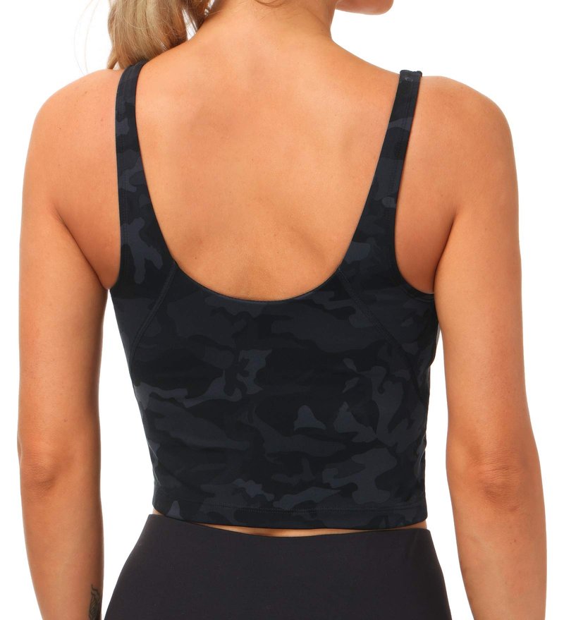 THE GYM PEOPLE Womens Camo Longline Sports Bra Wirefree Padded Medium Support Yoga Bras Gym Running Workout Tank Tops