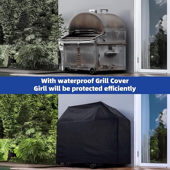 Perfect Grill Cover for Outdoor Grills Waterproof Rip-Proof Weather Resistant for Reliable Protection Griddle Cover Easy to Clean Adjustable Hem Drawstring Fade Resistant (Black, 40)