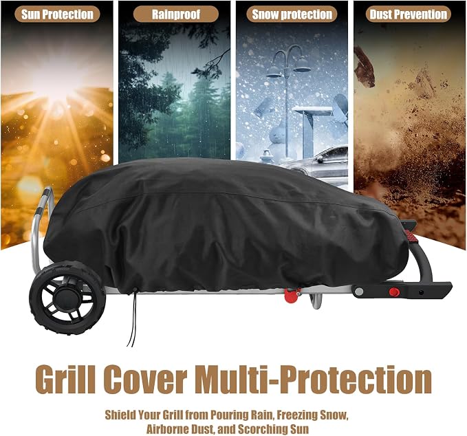 Grill Cover for Weber Traveler Portable Gas Grill 9010001,Weber Traveler Grill CoverHeavy Duty Waterproof 600D Oxford Fabric Weather Resistant Grill Cover Portable with Coleman Roadtrip Accessories