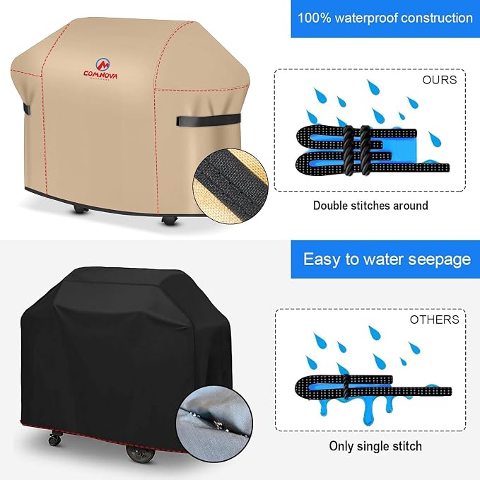 Comnova Grill Cover 60 Inch - 600D BBQ Cover for Outdoor Grill Waterproof and Heavy Duty, 60 Inch Barbecue Gas Grill Covers for Weber, Char-Broil, Nexgrill, Dyna-glo, Monument, Brinkmann and More