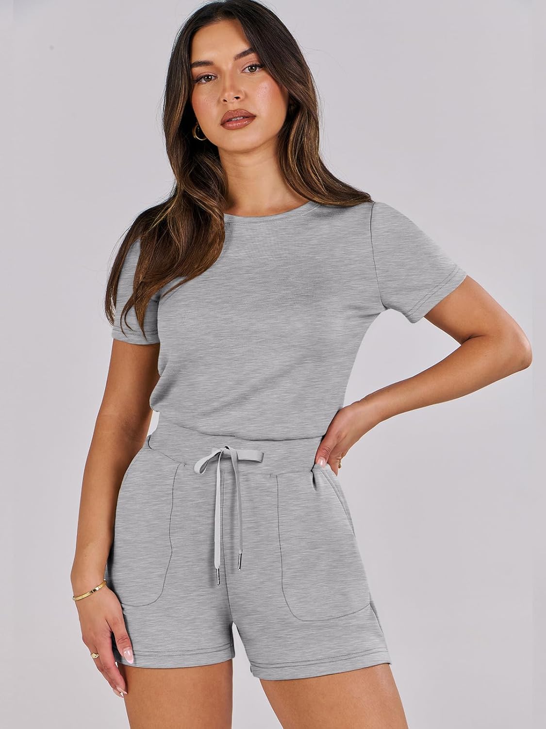 ANRABESS Women's Short Sleeve Romper - Stylish One-Piece Jumpsuit for Summer Beach Vacations