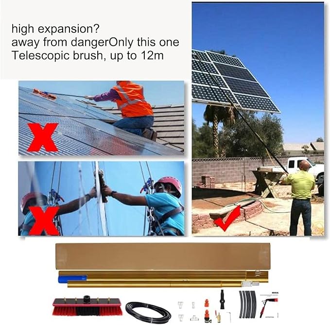 Extendable 8m Waterfed Poles for Window Cleaning Conservatory Roof Cleaner & Solar Panel Kit - Telescopic Water Fed Brush Tools for 3-12m Reach