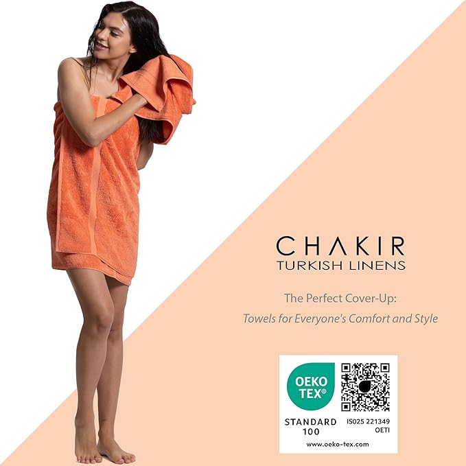 Chakir Turkish Linens | Hotel & Spa Quality 100% Cotton Premium Turkish Towels | Soft & Absorbent (4-Piece Washcloths, Coral)
