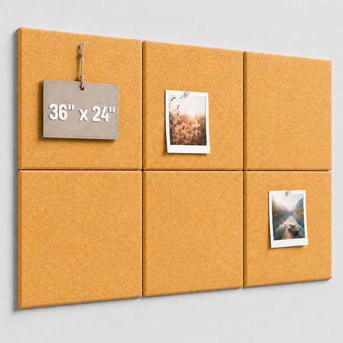 Large Cork Boards for Walls – 36" x 24" Self Adhesive Felt Wall Tiles