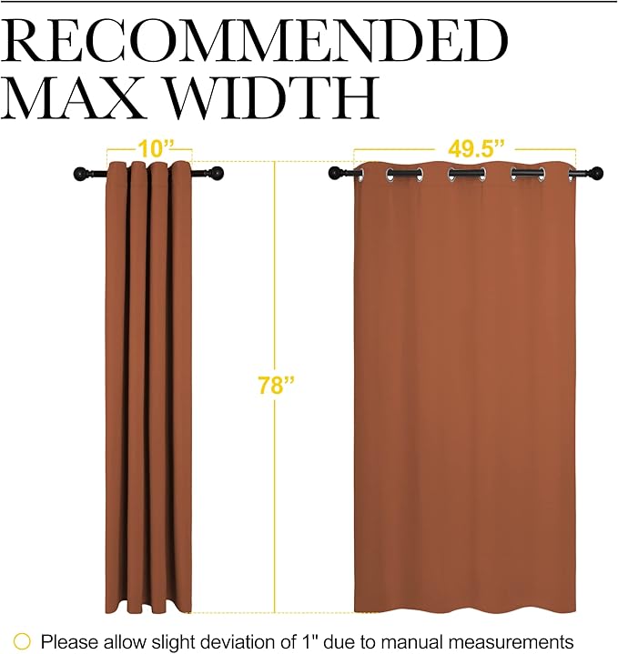 NICETOWN Halloween Burnt Orange Insulated Curtains Blackout Draperies