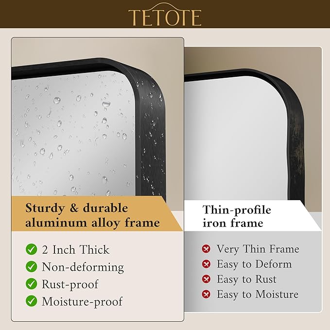 TETOTE 32 x 36 Inch Black Mirror